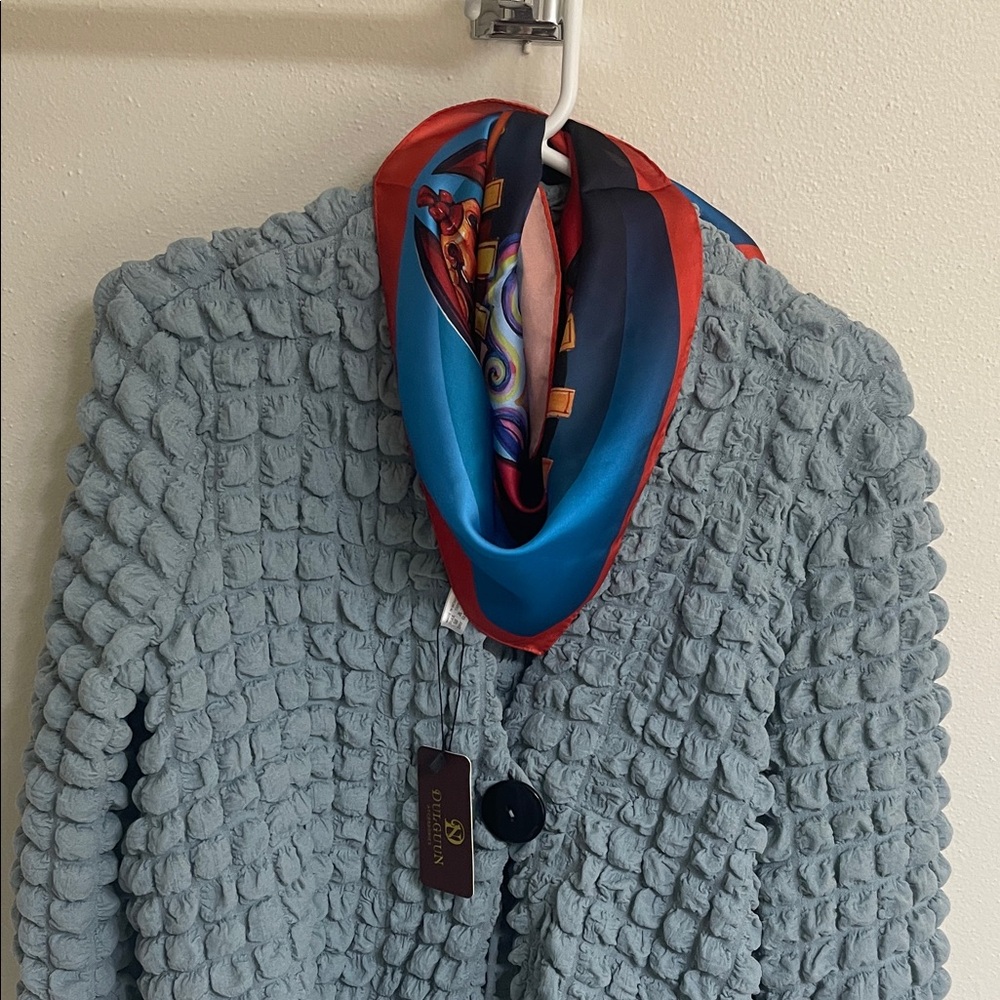 Gorgeous colorful silk square scarf.